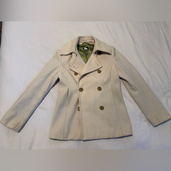 J. Crew Jackets & Blazers - J. Crew Women's Warm 100% Wool Classic Collared Peacoat Cream Size Small